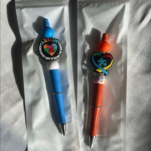 Set of Autism Awareness Decorative Pens - Blue & Orange handmade pens